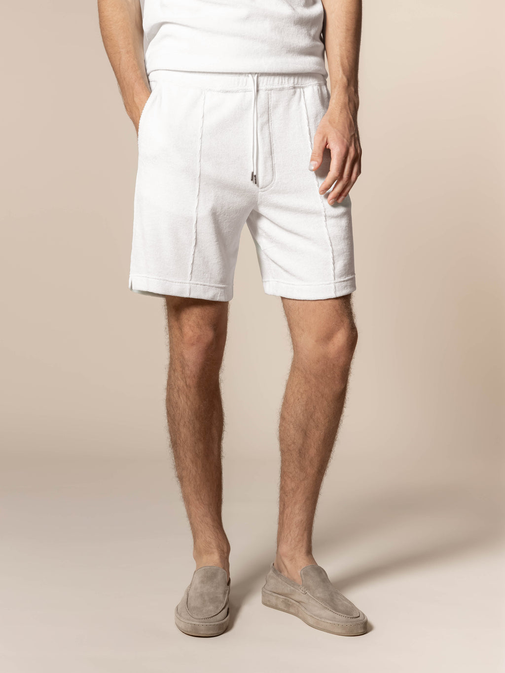 White Terry Towelling Leisure Shorts