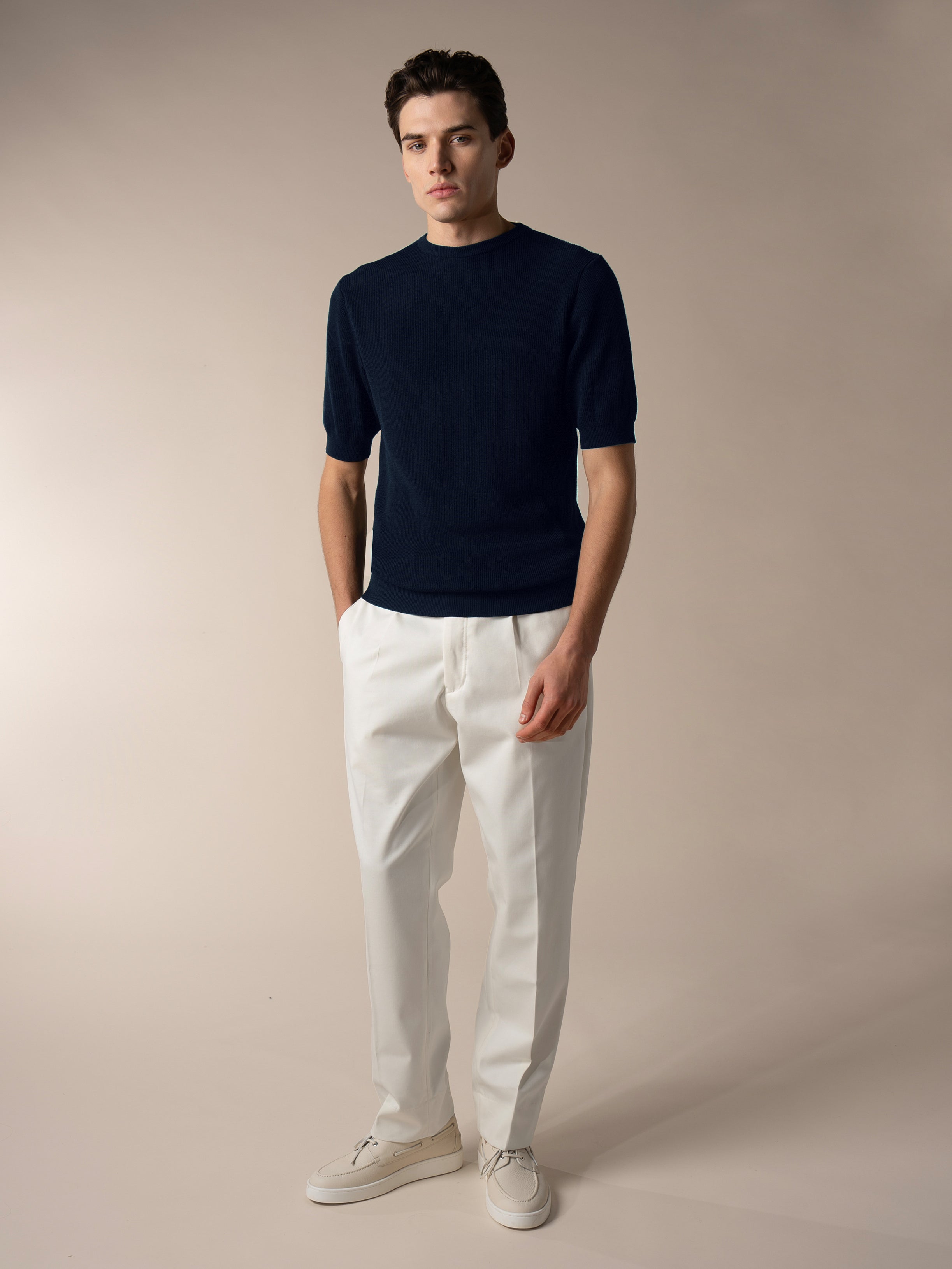 Navy Ribbed T-Shirt