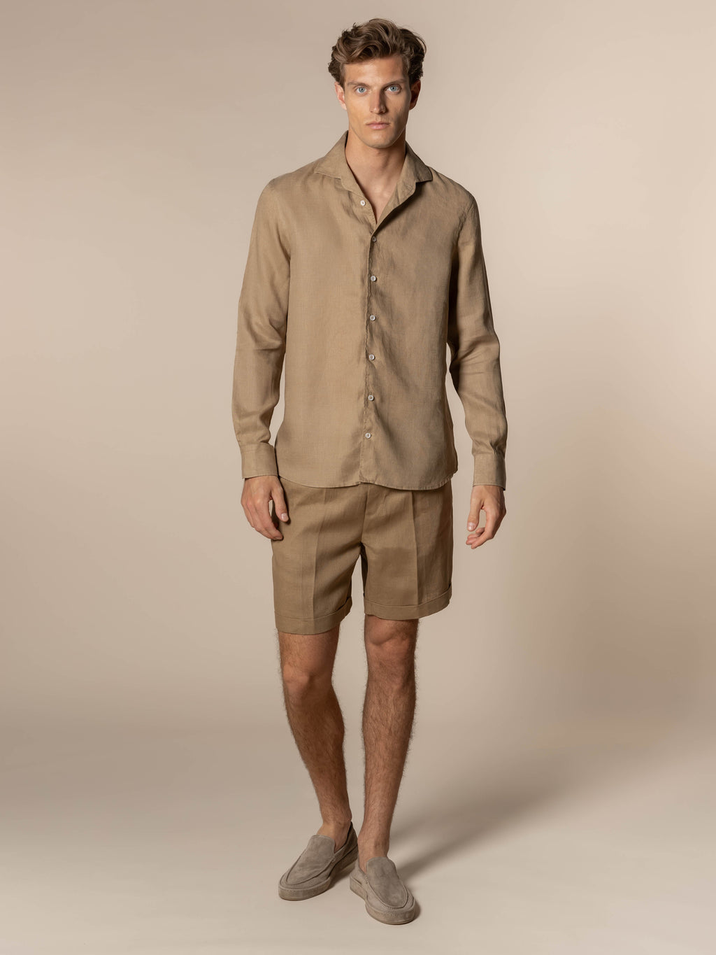 Dark Taupe Linen Seaside Shorts