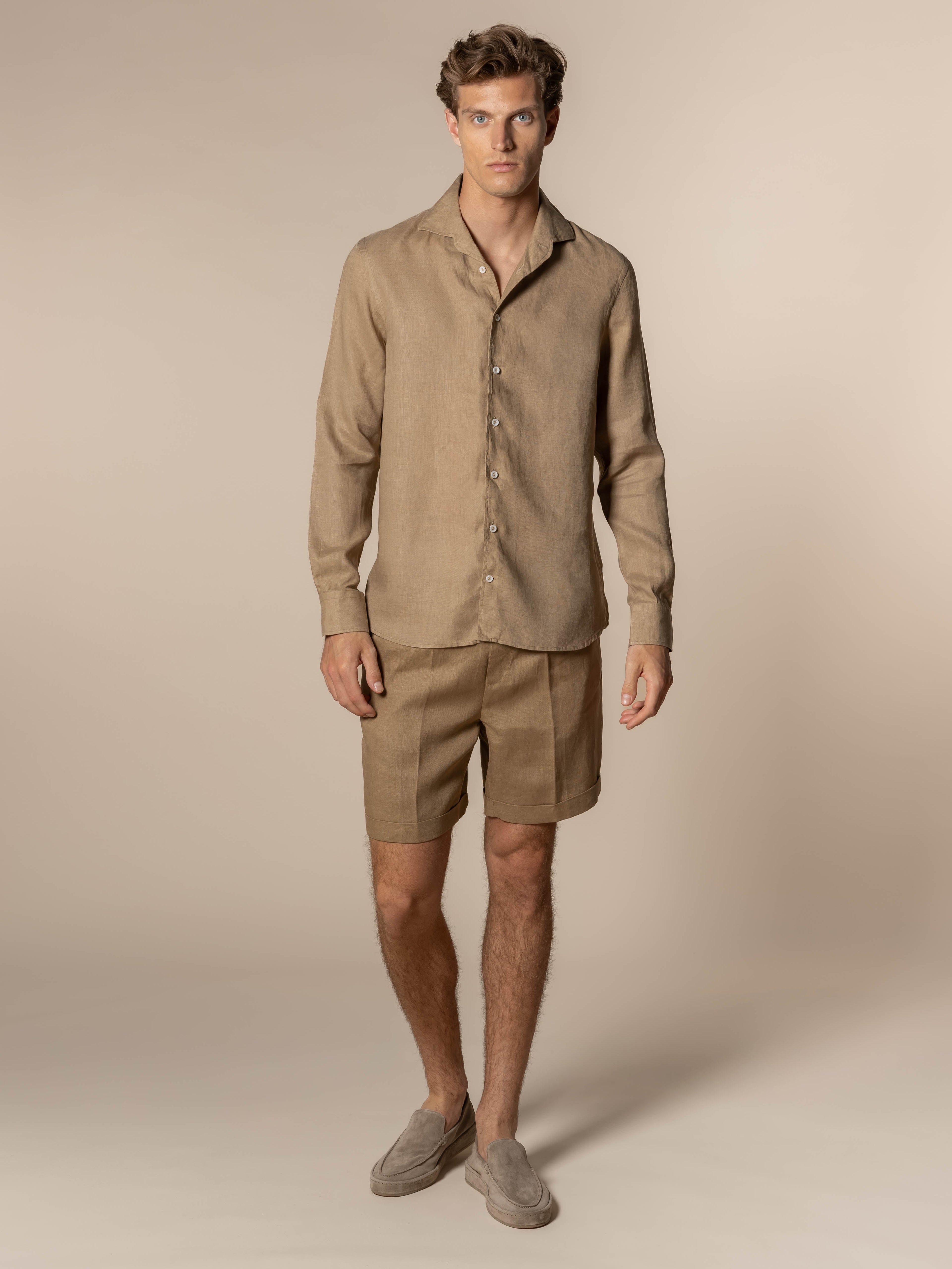 Dark Taupe Linen Seaside Shorts